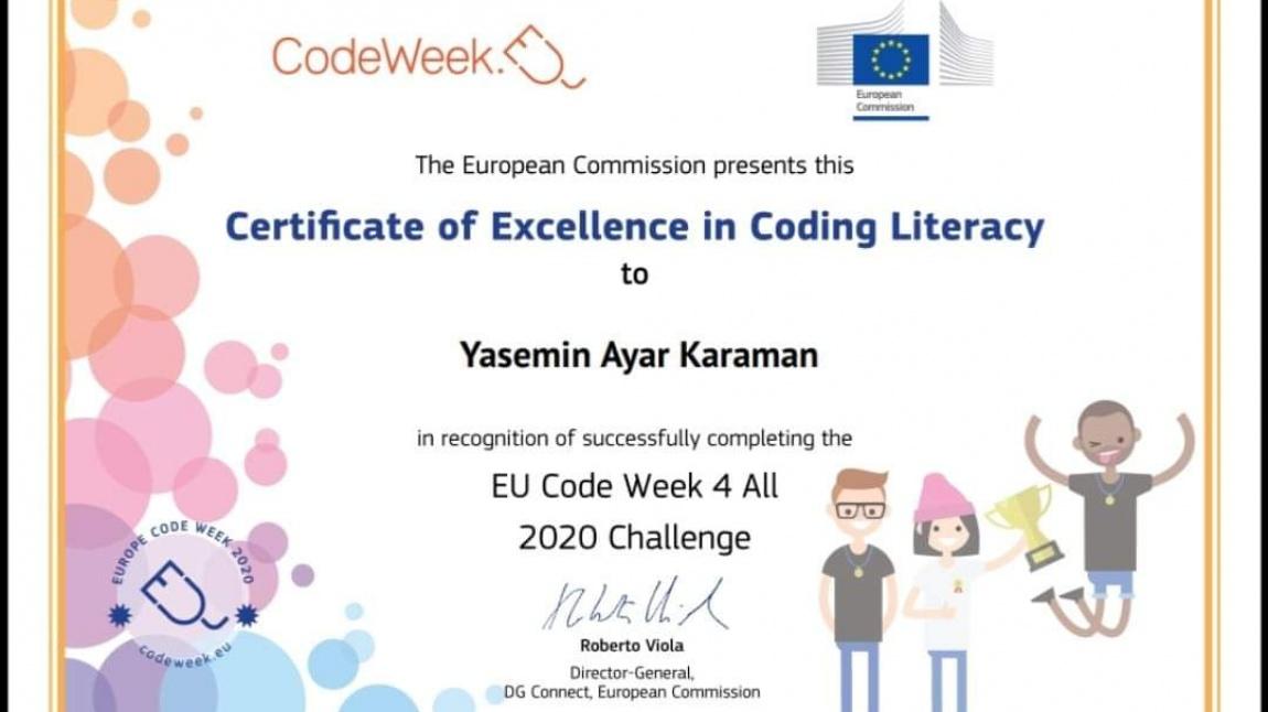 Codeweek EU - Kodlama Haftası sertifikalarımız